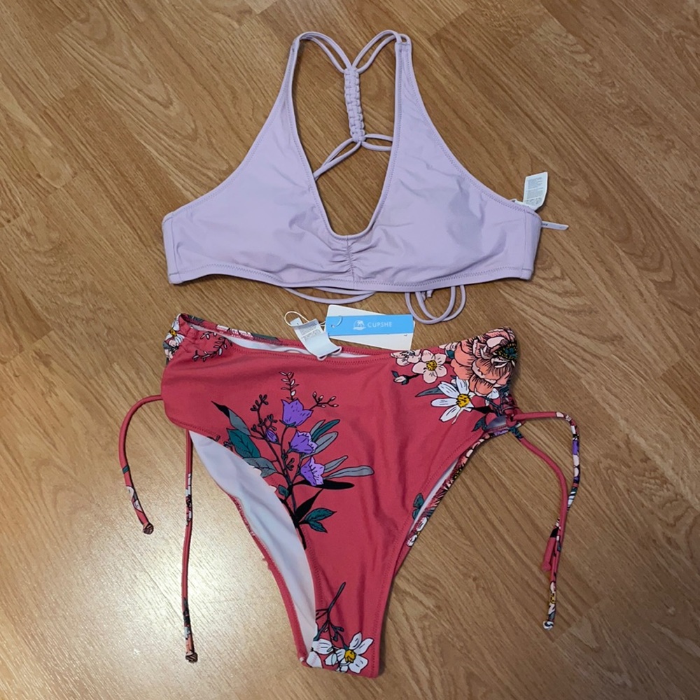 Cupshe Pink and Purple Floral Bikini
